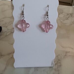 Pink Glass Drop Earrings - Lightweight Women Jewelry